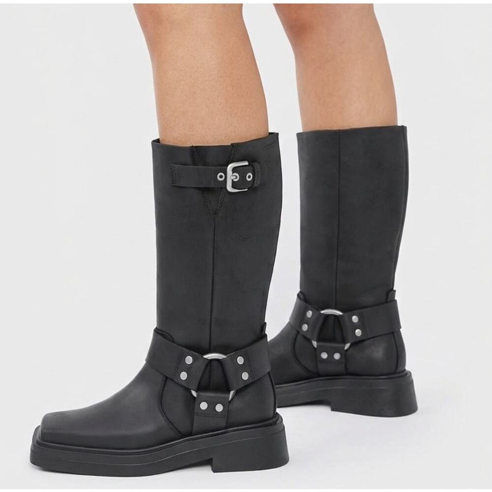 Vagabond Eyra Leather Moto Boot in Off Black Size 40 US 10 NEW - Picture 2 of 13